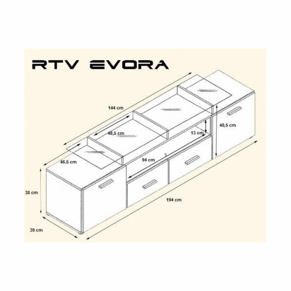 Televizní stolek Cama EVORA 200 černá/černý lesk