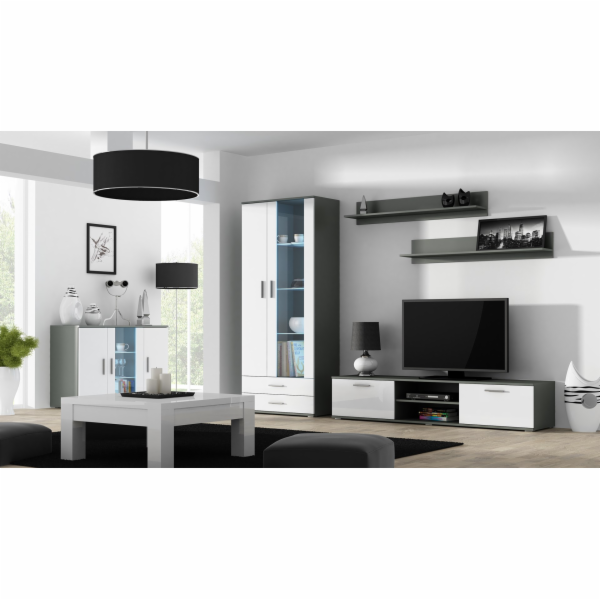 Příborník Cama 120 cm SOHO S7 šedo/bílý lesk