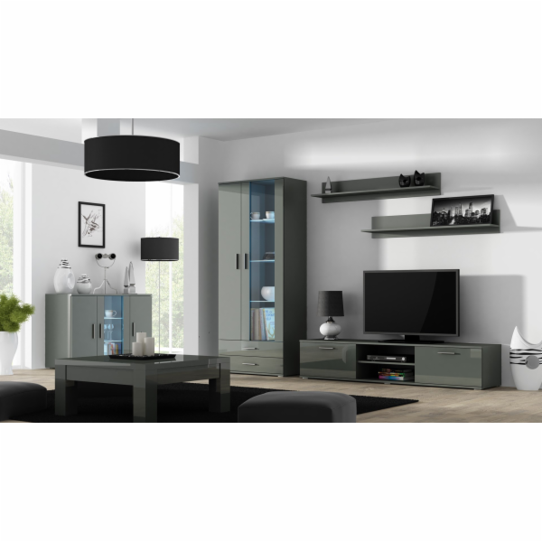 Příborník Cama 120 cm SOHO S7 šedá/šedá lesk