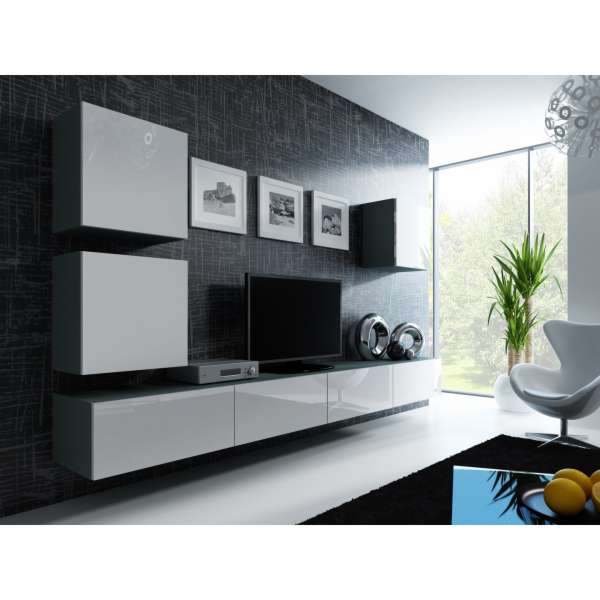 Cama Obývací skříň sestava VIGO 22 šedo/bílý lesk