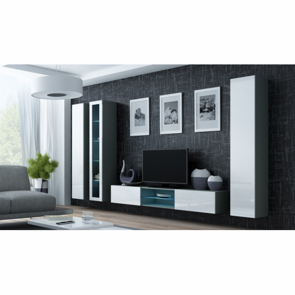 Cama sestava obývacího nábytku VIGO 17 šedo/bílý lesk