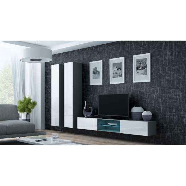 Cama Obývací skříň sestava VIGO 19 šedo/bílý lesk