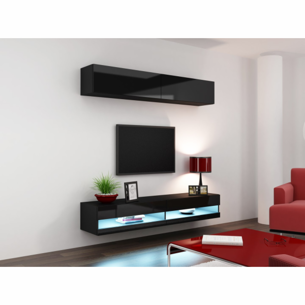 Cama Obývací skříň sestava VIGO NEW 10 černá/černý lesk