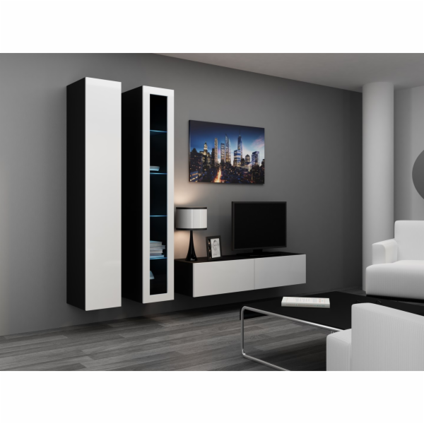 Cama Obývací skříňka set VIGO 10 černá/bílý lesk