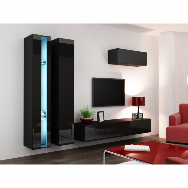 Cama Obývací skříň sestava VIGO NEW 1 černá/černý lesk