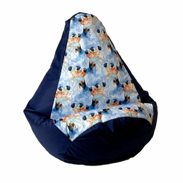 Sako bag pouffe hruška potisk tmavě modrá - Frozen XXL 14...