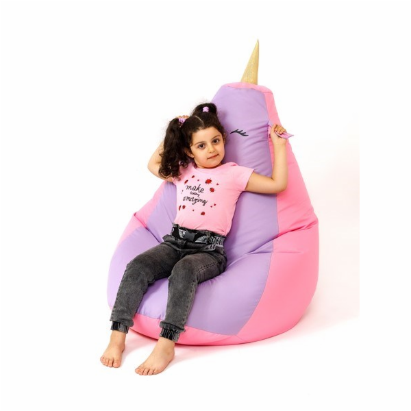 Sako taška pouf Unicorn růžovo-fialová XL 130 x 90 cm