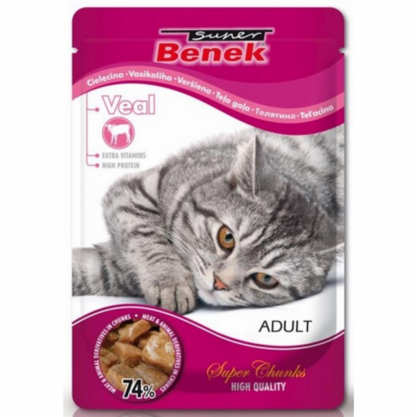 SUPER BENEK Adult Telecí - mokré krmivo pro kočky - 100 g