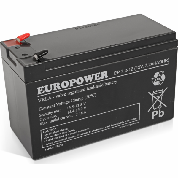 Baterie AGM řady EUROPOWER EP 12V 7,2Ah (životnost 6-9 let)