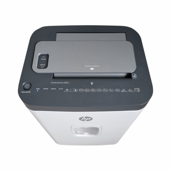 Bílo-šedý skartovač HP ONESHRED Auto 200CC