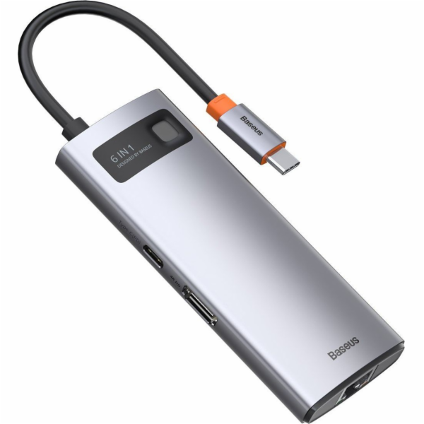 Hub 6v1 Baseus Metal Gleam Series, USB-C na 3x USB 3.0 HD...