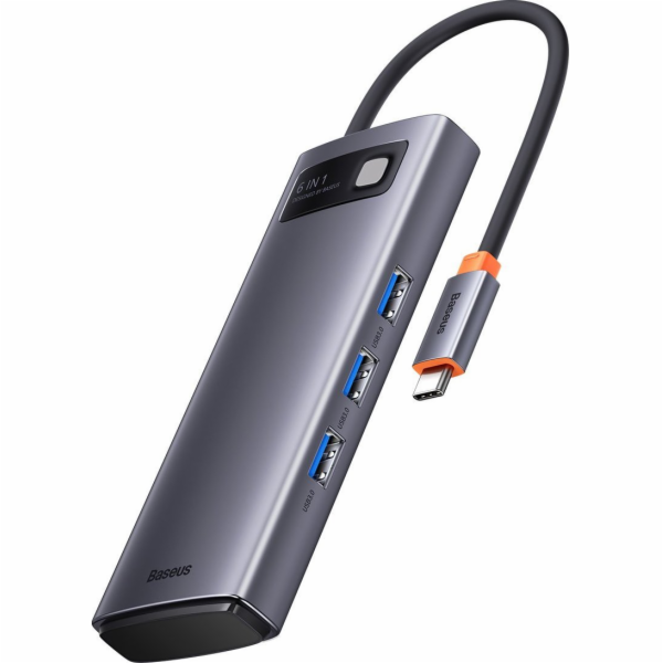 Rozbočovač 6v1 Baseus Metal Gleam Series, USB-C na 3x USB...