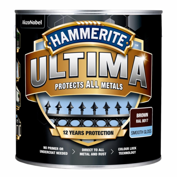 Barva na kov Hammerite Ultima Smooth, 2,2 l, hnědá