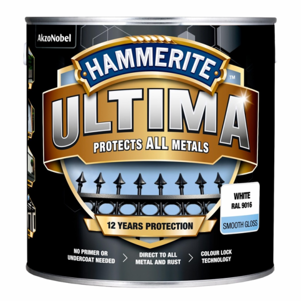 Barva na kov Hammerite Ultima Smooth, 2,2 l, bílá