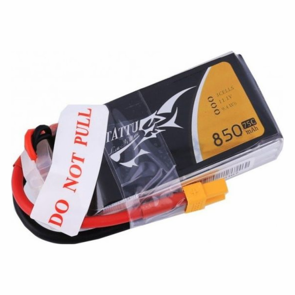 Baterie Tattu 850mAh 11,1V 75C 3S1P Konektor XT60