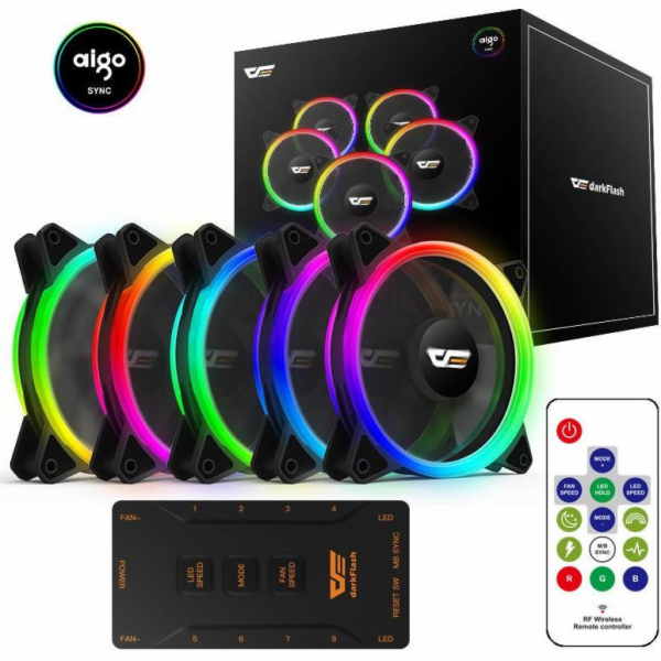 Sada ventilátorů pro počítač ARGB Darkflash DR12 Pro 5v1 ...
