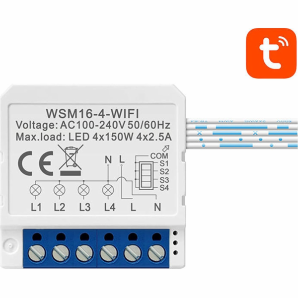 Chytrý spínací modul WiFi Avatto WSM16-W4 TUYA