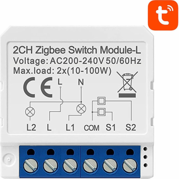 Chytrý spínací modul ZigBee Avatto LZWSM16-W2 Bez neutrál...
