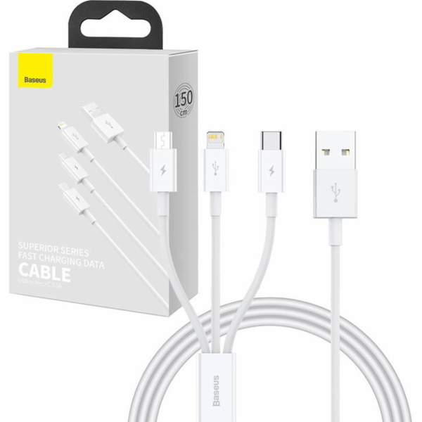 Rychlé nabíjení USB na M+L+C Baseus Superior Data 3,5A 1m...