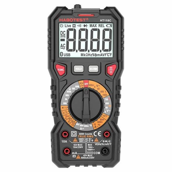 Digitální multimetr se svítilnou Habotest HT118C, True RM...