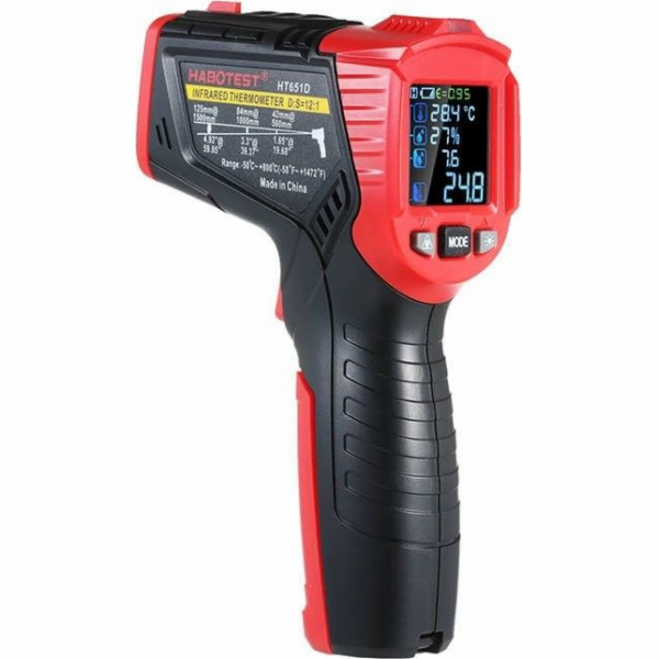 Digitální laserový pyrometr Habotest HT651D, měřič vlhkosti