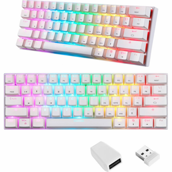 Bezdrátová mechanická klávesnice Motospeed SK62 White (če...