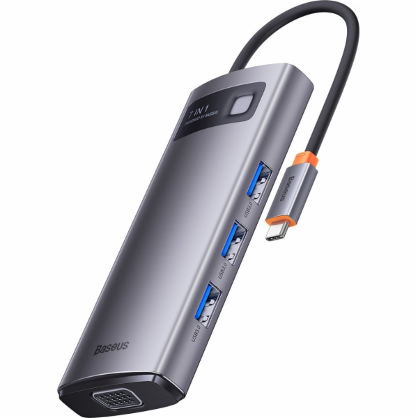 Rozbočovač 7v1 Baseus řady Metal Gleam, USB-C na 3x USB 3...