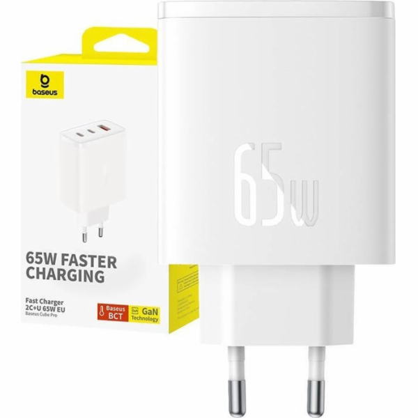 Nástěnná nabíječka Baseus OS-Cube Pro 2xUSB-C + USB, 65W ...