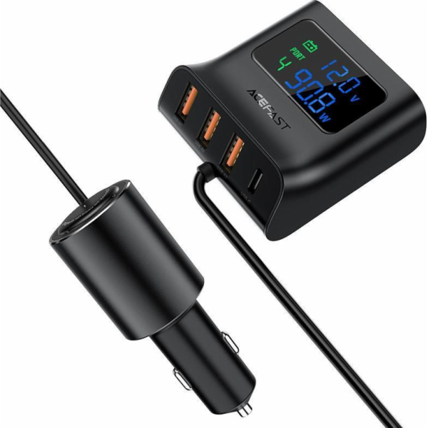 Nabíječka do auta Acefast B8, 3x USB + USB-C, 90 W (černá)