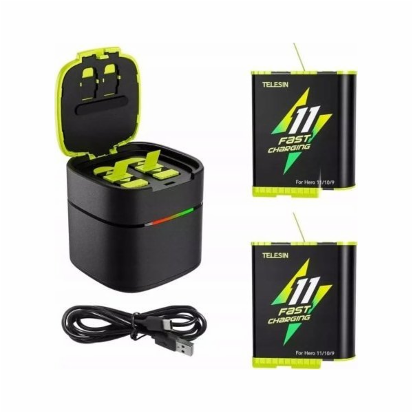 TELESIN Rychlonabíjecí box +2 baterie pro GoPro Hero 9/10...