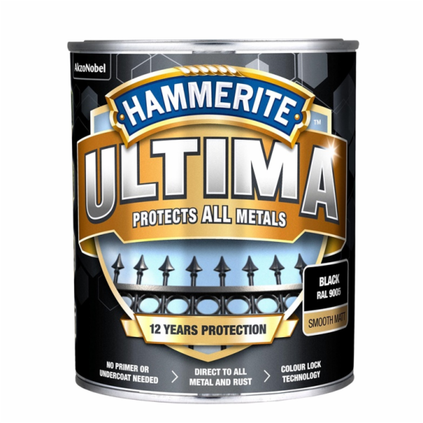 Barva na kov Hammerite Ultima Matt, 0,7 l, černá