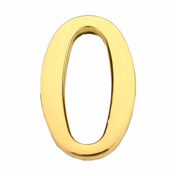 Číslo dveří "0", zlatá barva, 45 mm