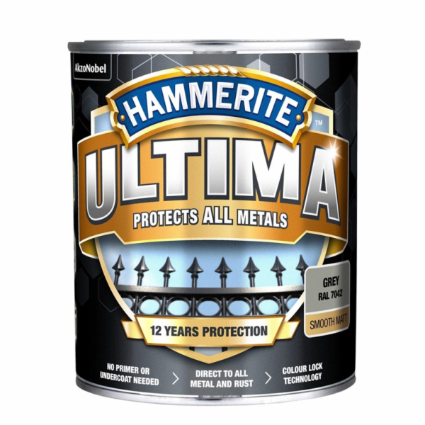 Barva na kov Hammerite Ultima Matt, 0,7 l, šedá