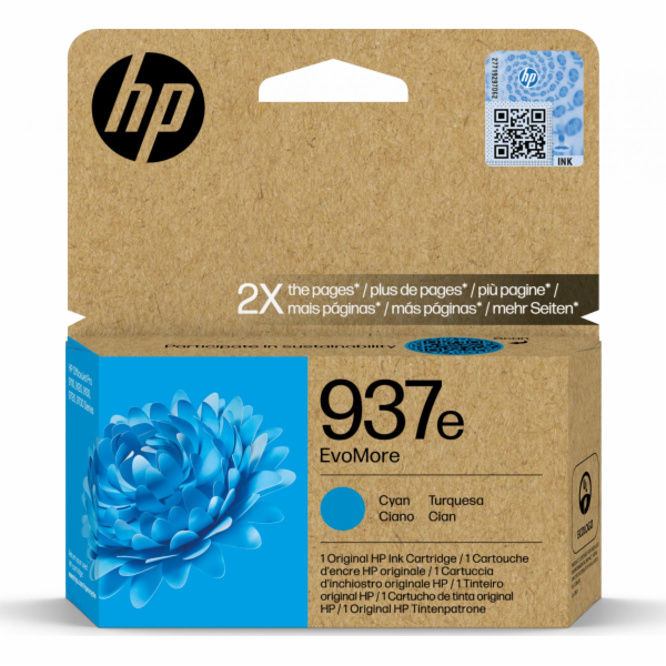 HP 937e EvoMore Cyan Original Ink Cartridge