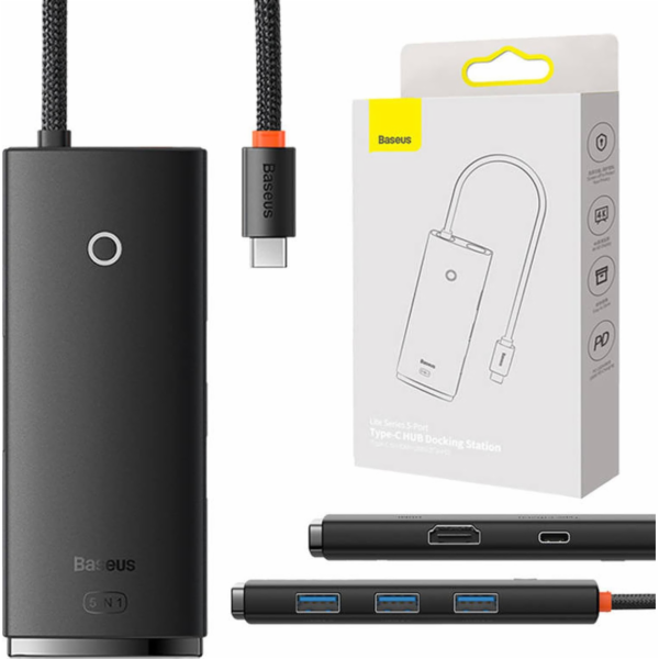 HUB Baseus Lite Series 5-Port USB-C na HDMI+USB3.0x3+PD (...