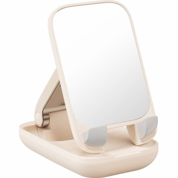 Skládací stojánek na telefon Baseus se zrcadlem (béžový)