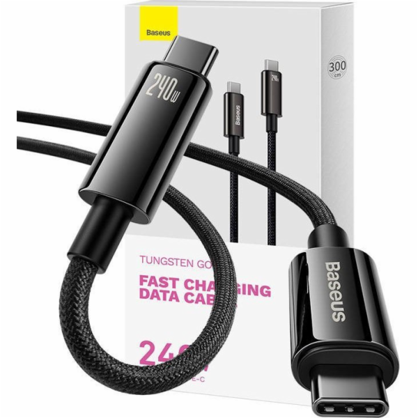 Kabel USB-C na USB-C Baseus Tungsten Gold 240W 3 m (černý)
