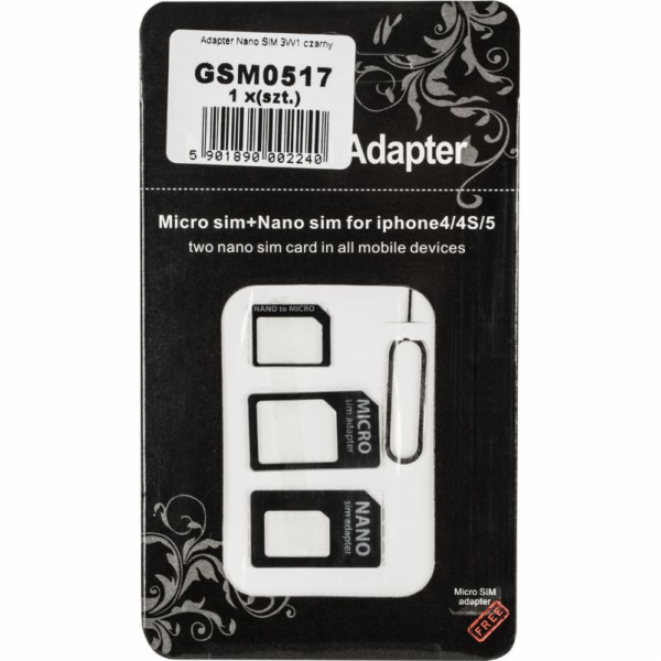 M-Life Nano Sim adaptér 3v1 černý (GSM0517)