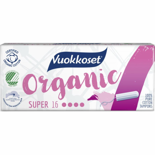 Vuokkoset , 100% BIO, Super tampony, 16 kusů