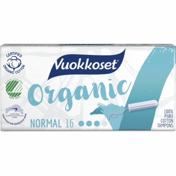 Vuokkoset , 100% BIO, normální tampony, 16 kusů