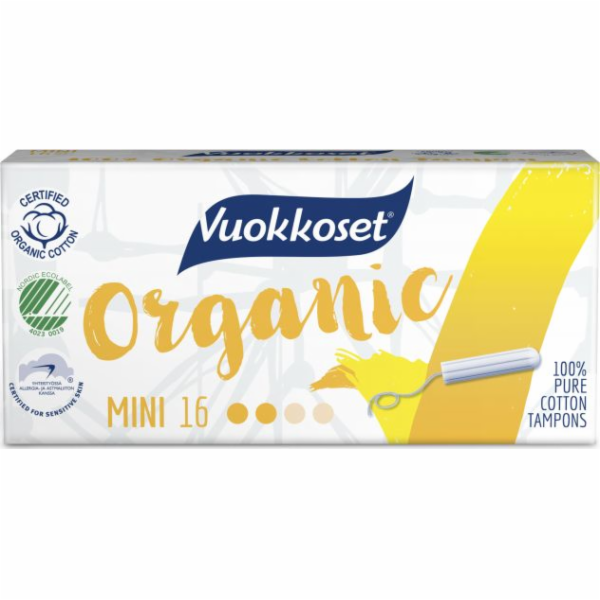 Vuokkoset , 100% BIO, Mini tampony, 16 kusů