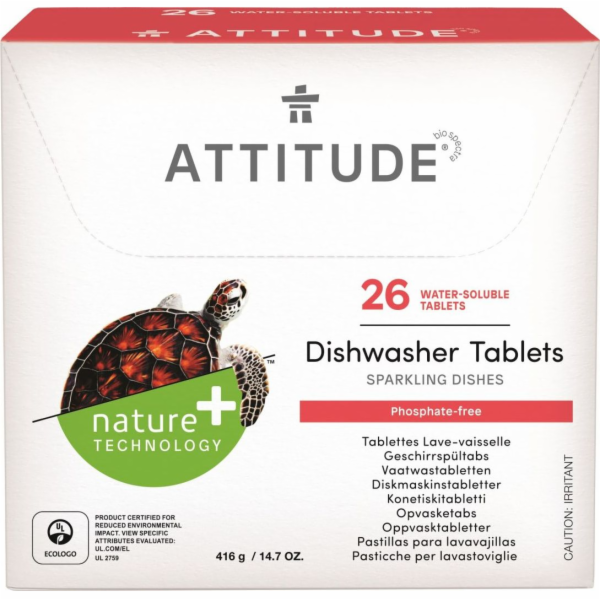 Attitude Tablety do myčky nádobí Rozpustné sáčky (26 ks),...
