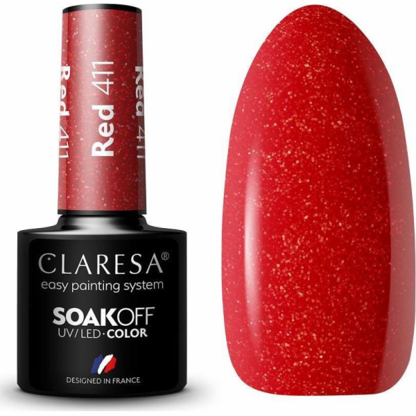 Claresa  Soak Off UV/LED Červený hybridní lak 411 5g