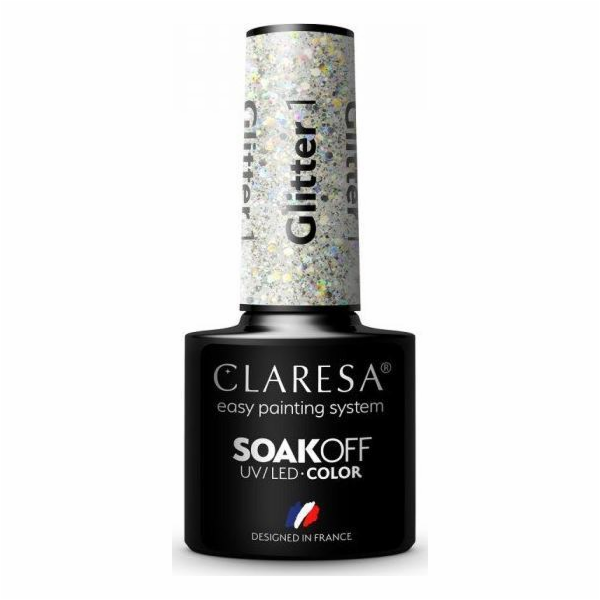 Claresa Soak Off UV/LED Glitter hybridní lak 1 5g