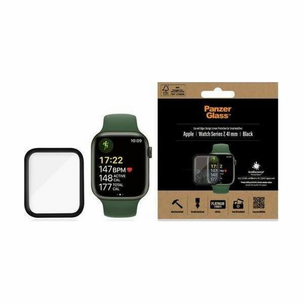 PanzerGlass  Curved Apple Watch 7 41mm Antibakteriální če...