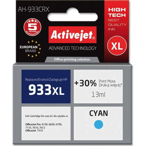 Activejet AH-933CRX ink for HP printer; HP 933XL CN054AE ...