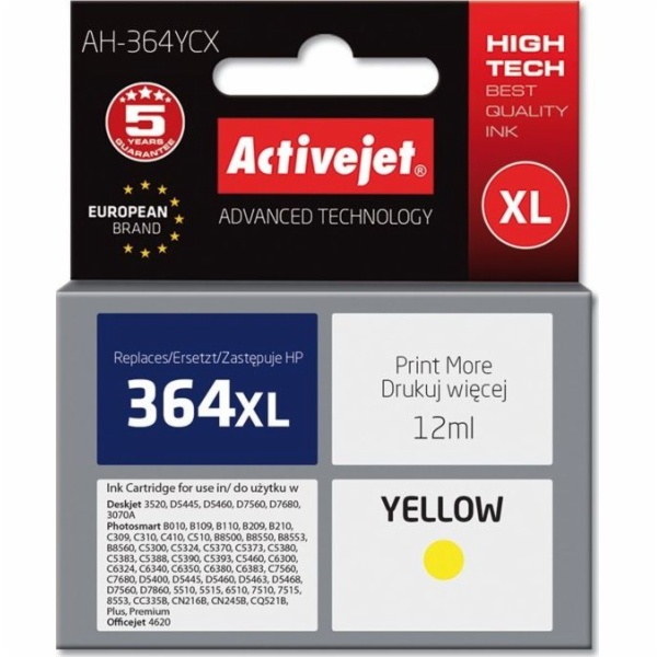 Activejet AH-364YCX ink for HP printer; HP 364XL CB325EE ...