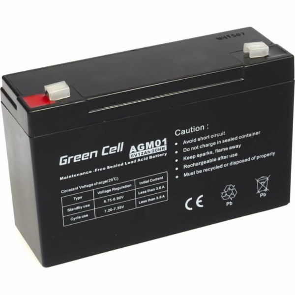 GREEN CELL Battery AGM 6V 12Ah