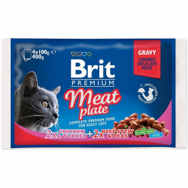 BRIT Premium Cat Meat Tale - mokré krmivo pro kočky - 4x100g