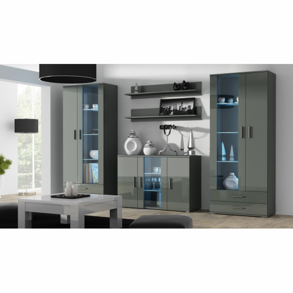 Cama vitrína SOHO S6 2D2S šedá/šedá lesk
